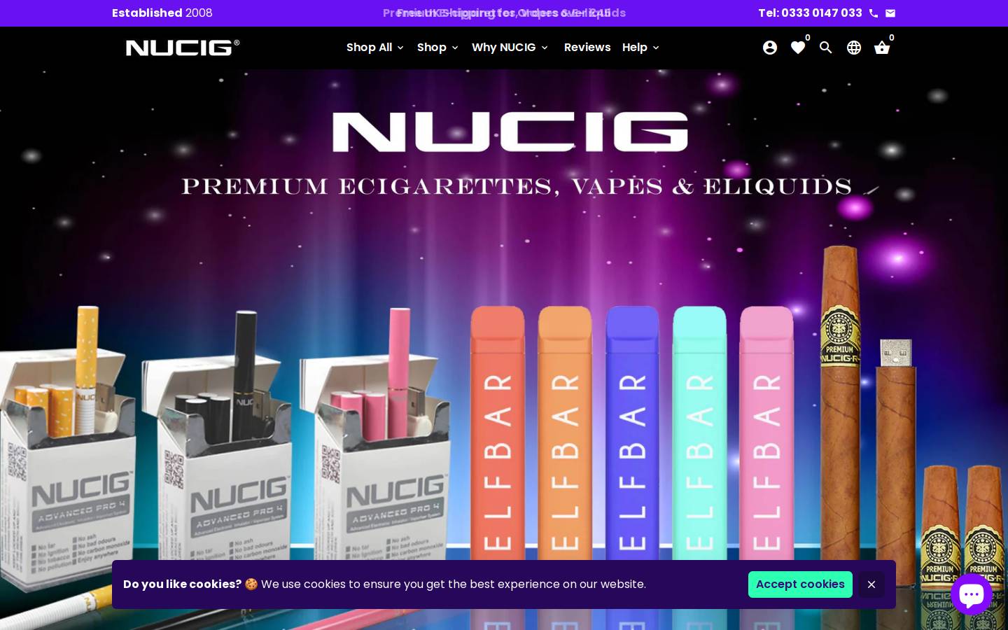 Nucig homepage screenshot