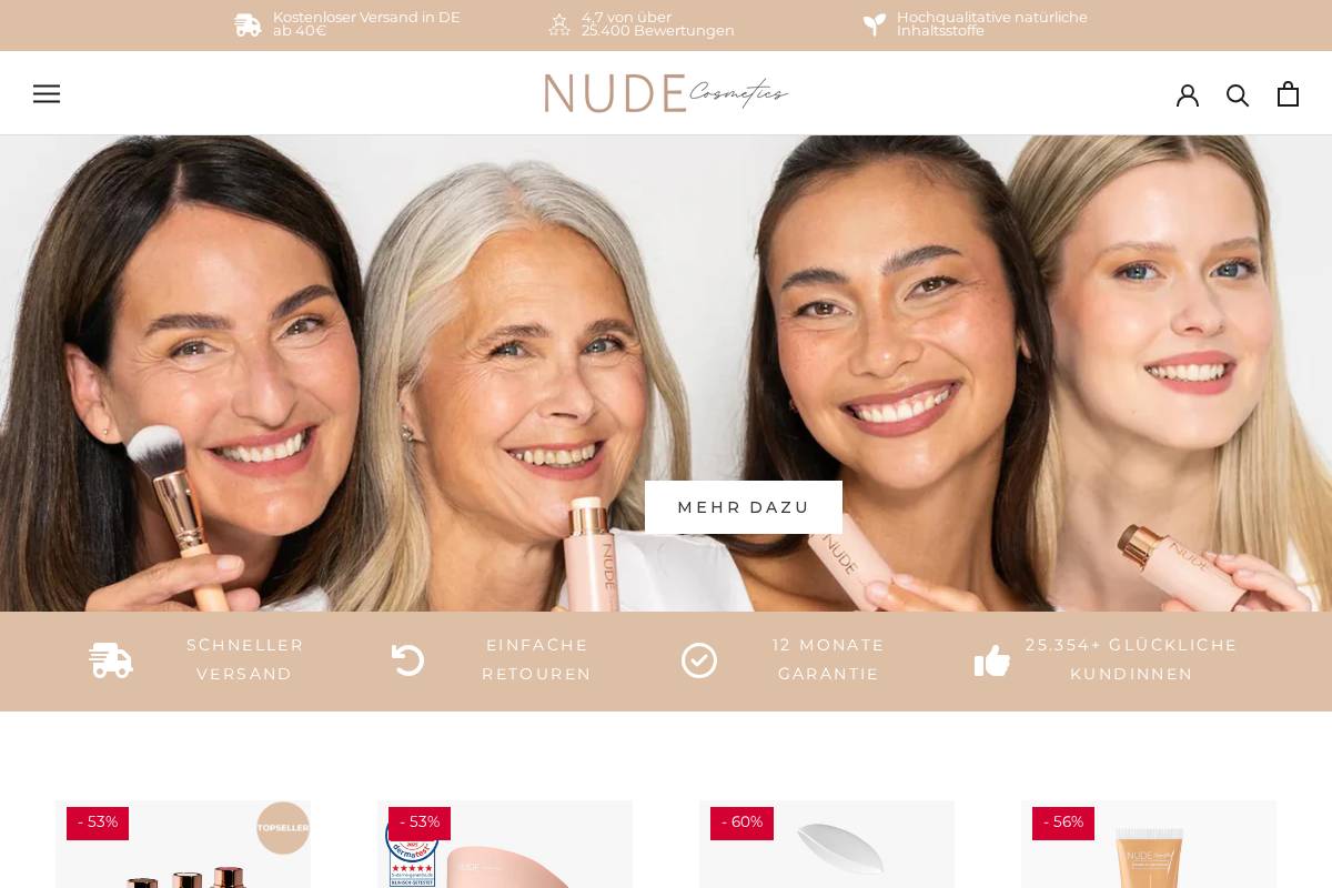 Nudecosmetics homepage screenshot