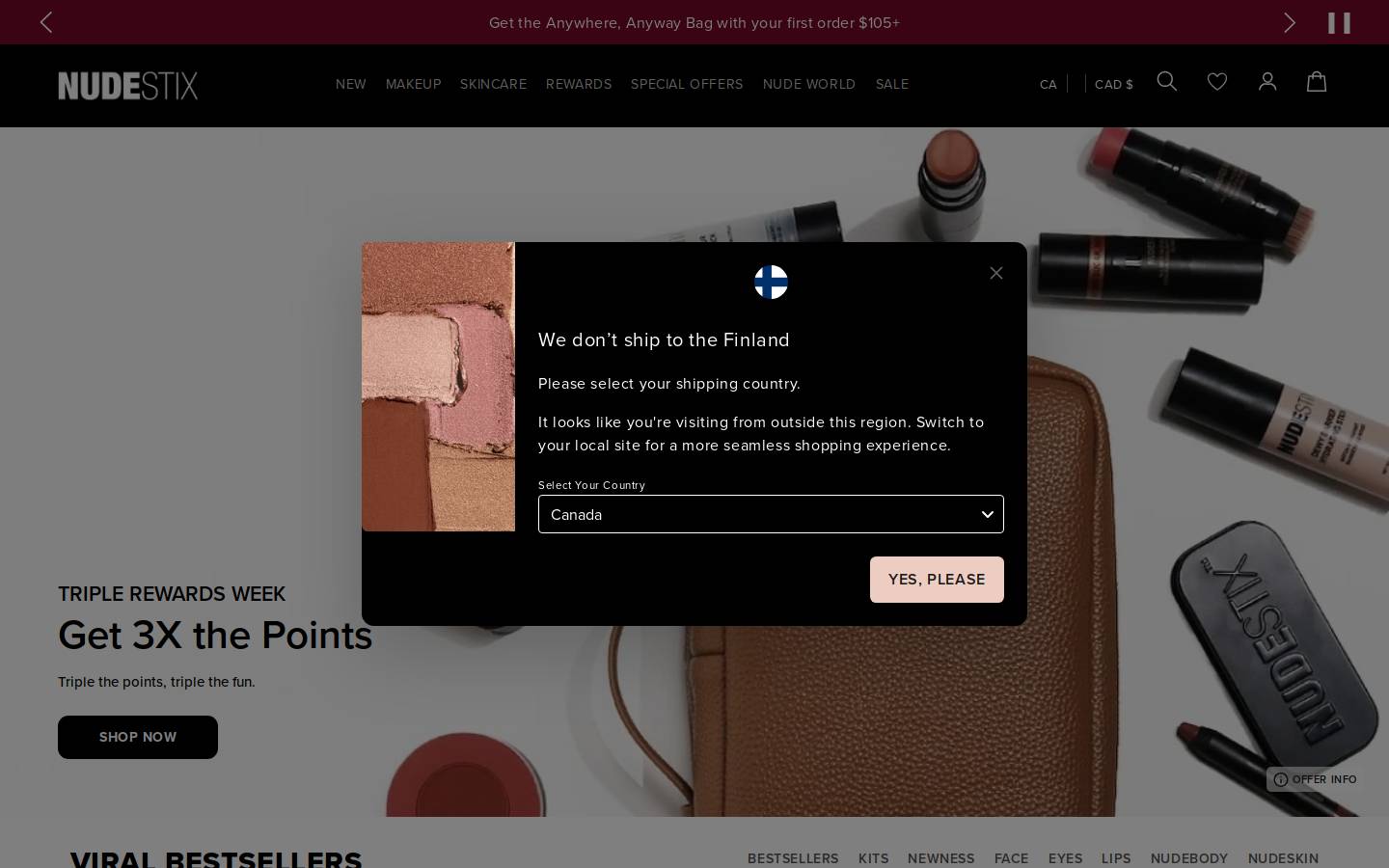 Nudestix homepage screenshot