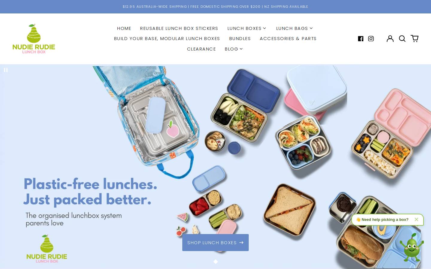 nudierudielunchbox.com.au homepage screenshot