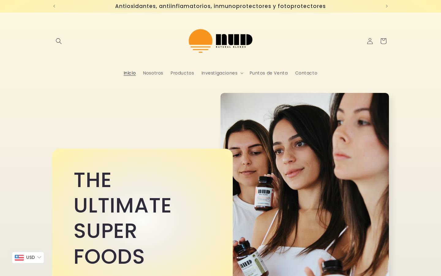 nudnaturalblends.com homepage screenshot