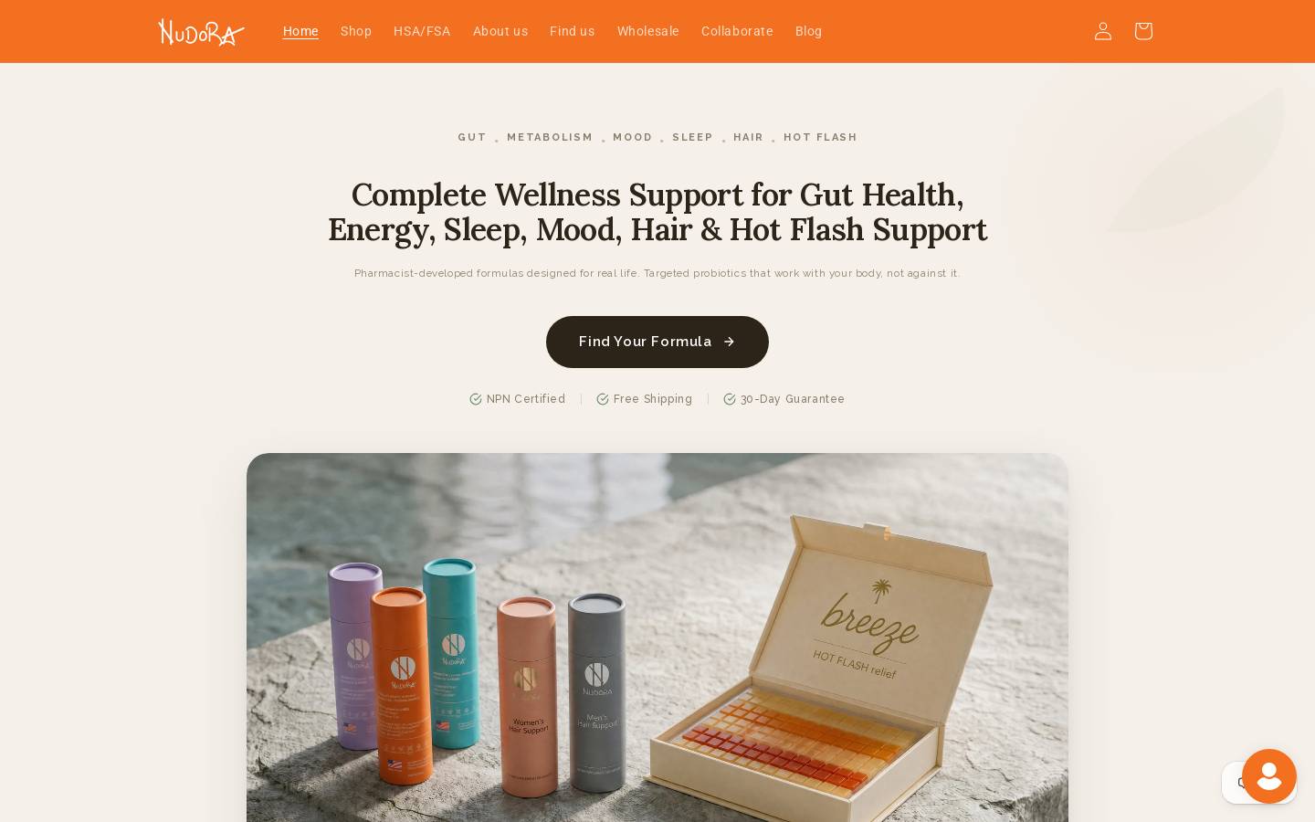 nudora.com homepage screenshot