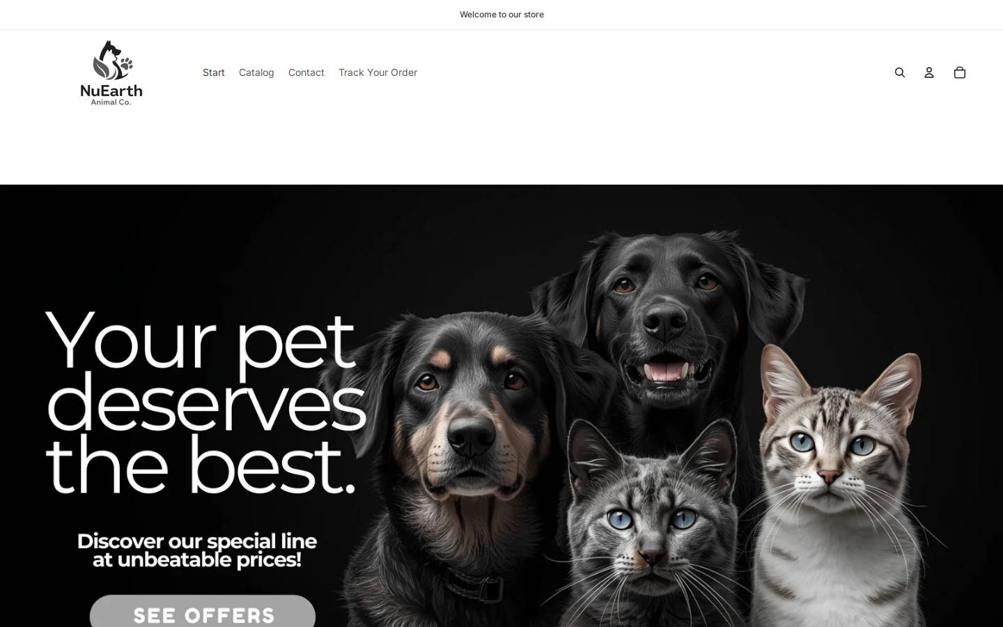 nuearthpetsco.com homepage screenshot