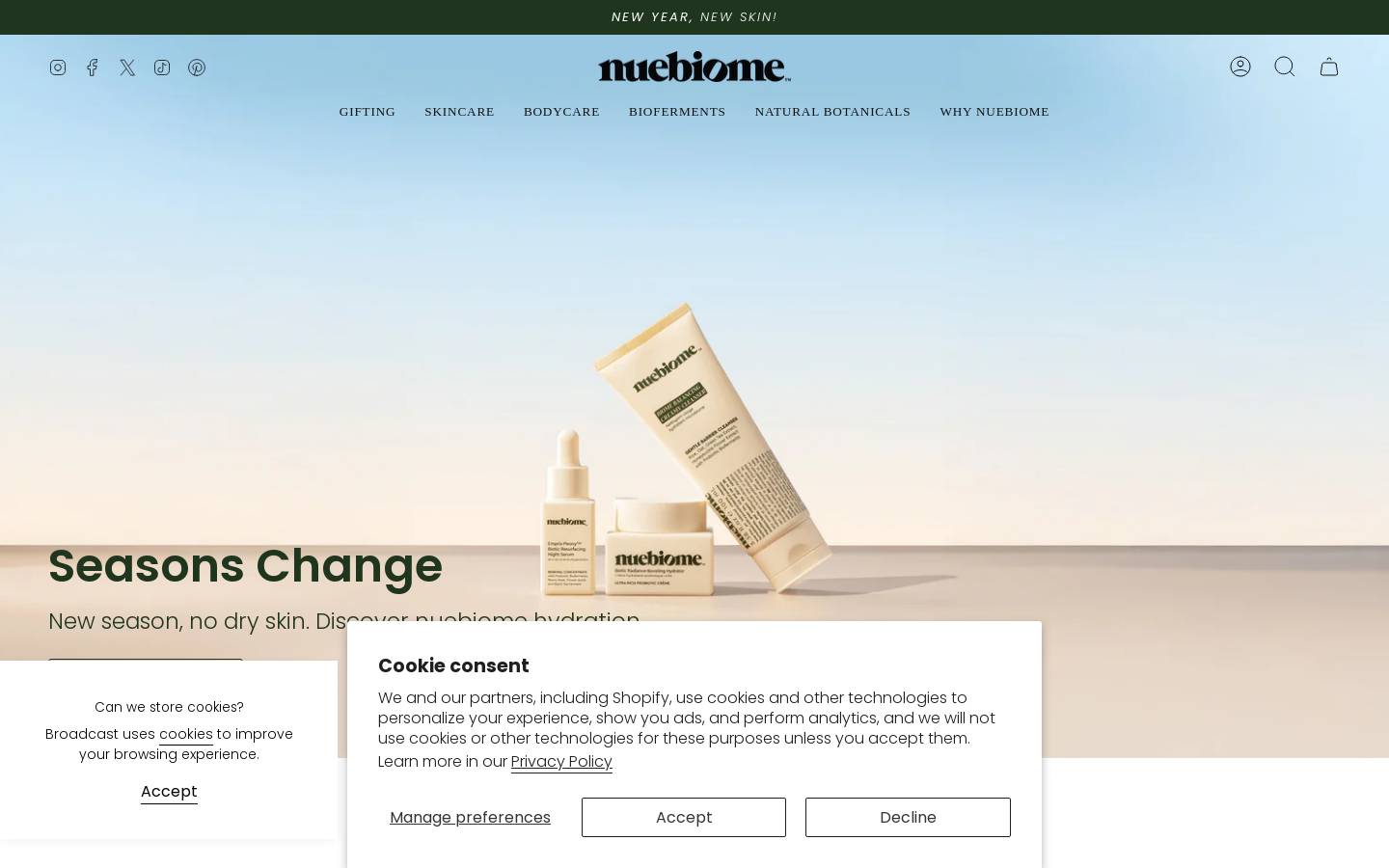 Nuebiome homepage screenshot