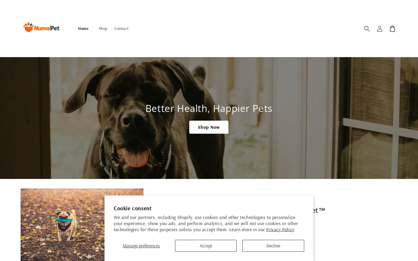 nuevapet.com homepage screenshot