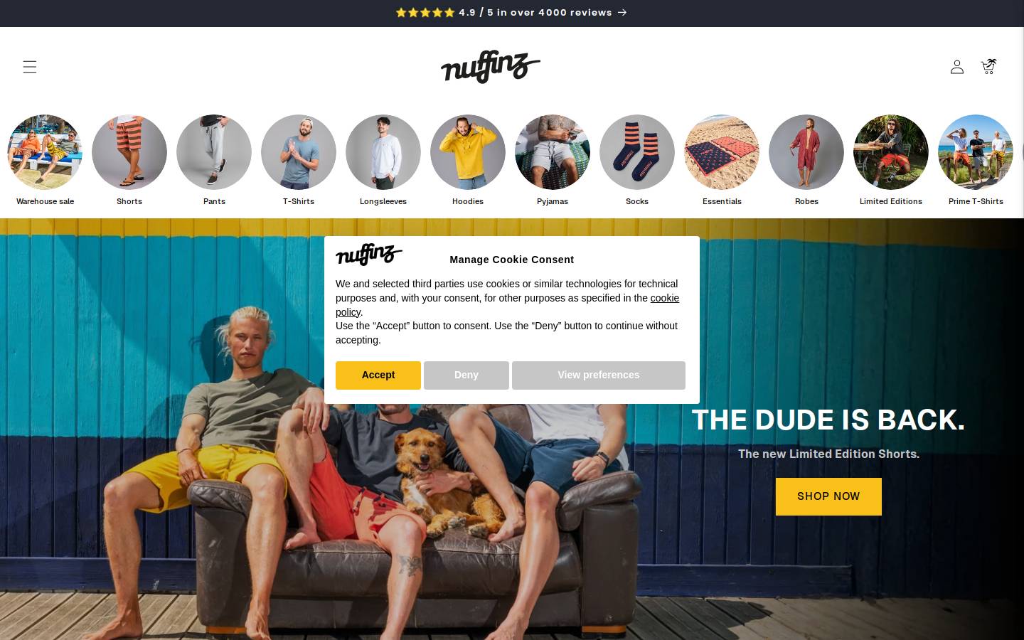 Nuffinz homepage screenshot