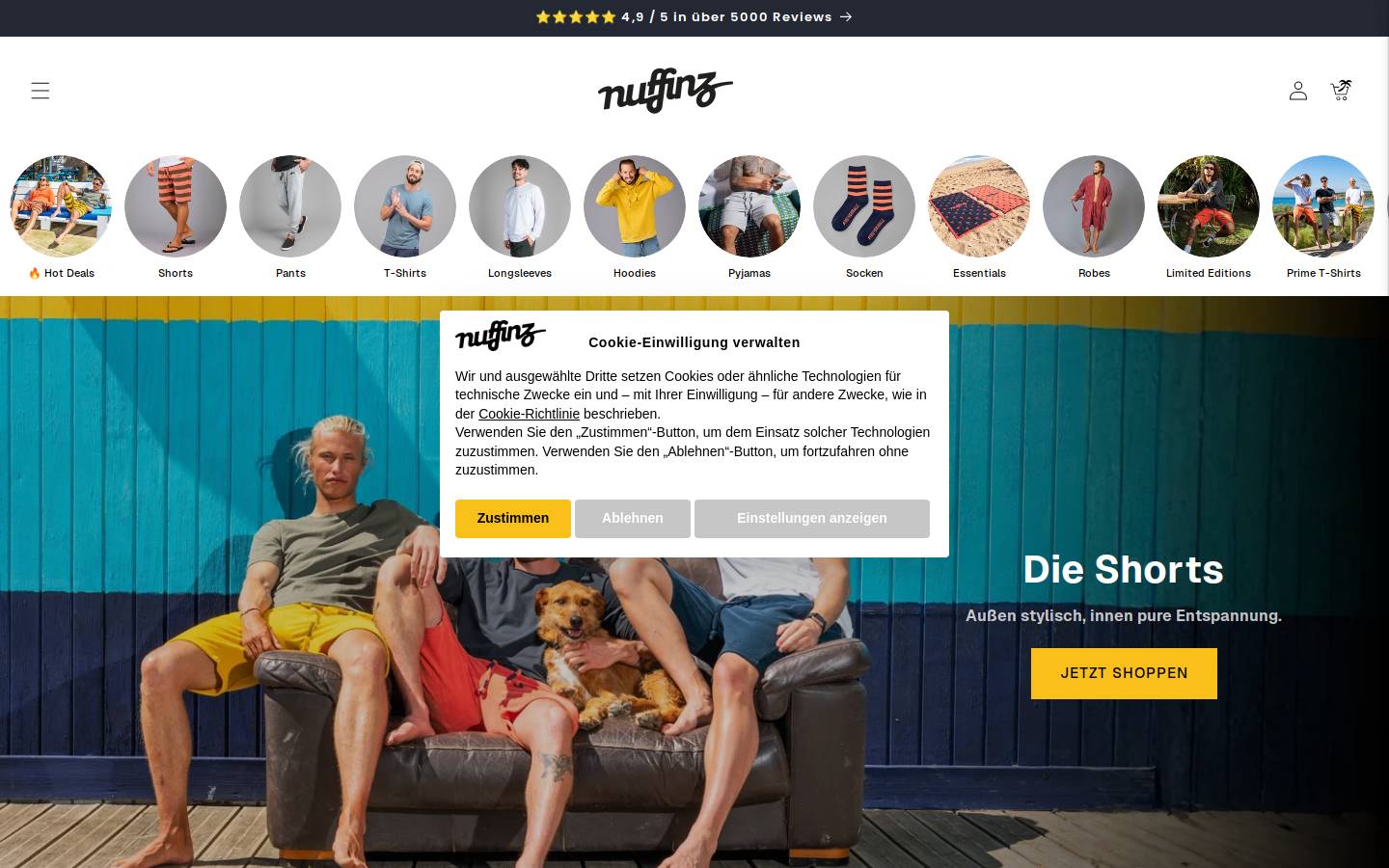 Nuffinz homepage screenshot
