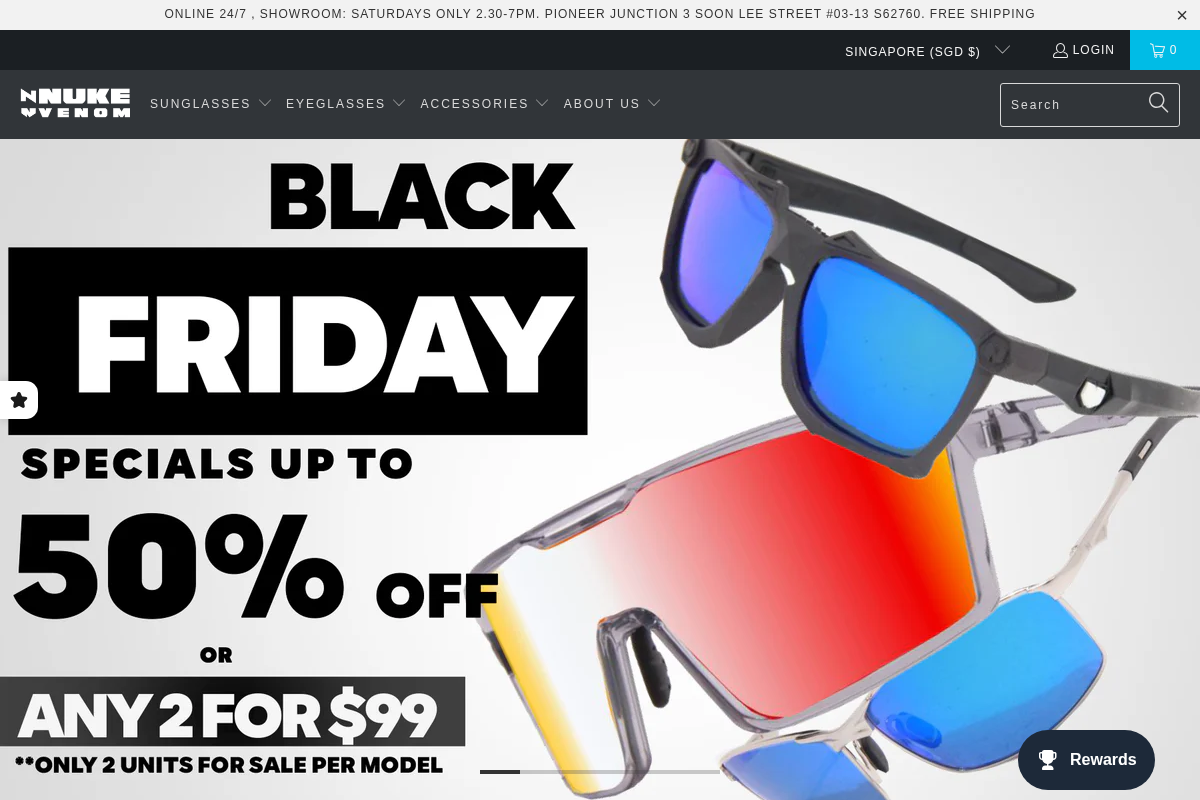 NUKE OPTICS homepage screenshot