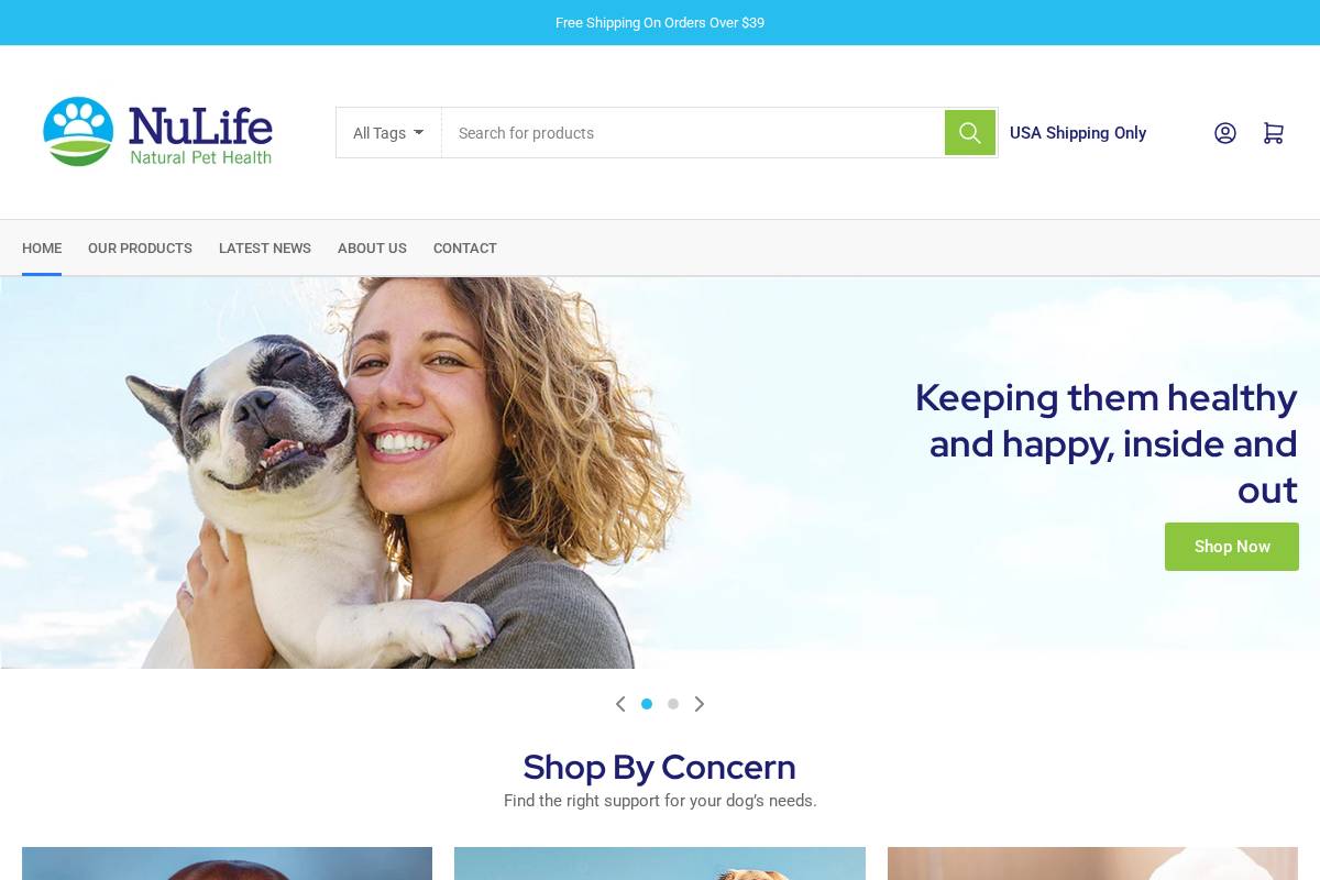nulifenaturalpethealth.com homepage screenshot