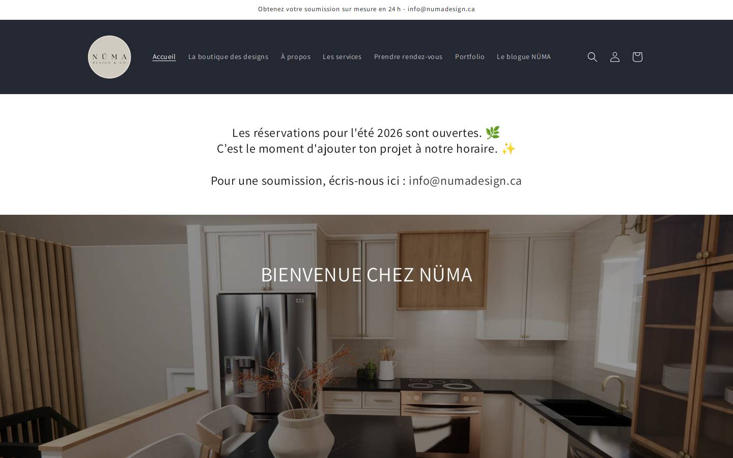 numadesign.ca homepage screenshot