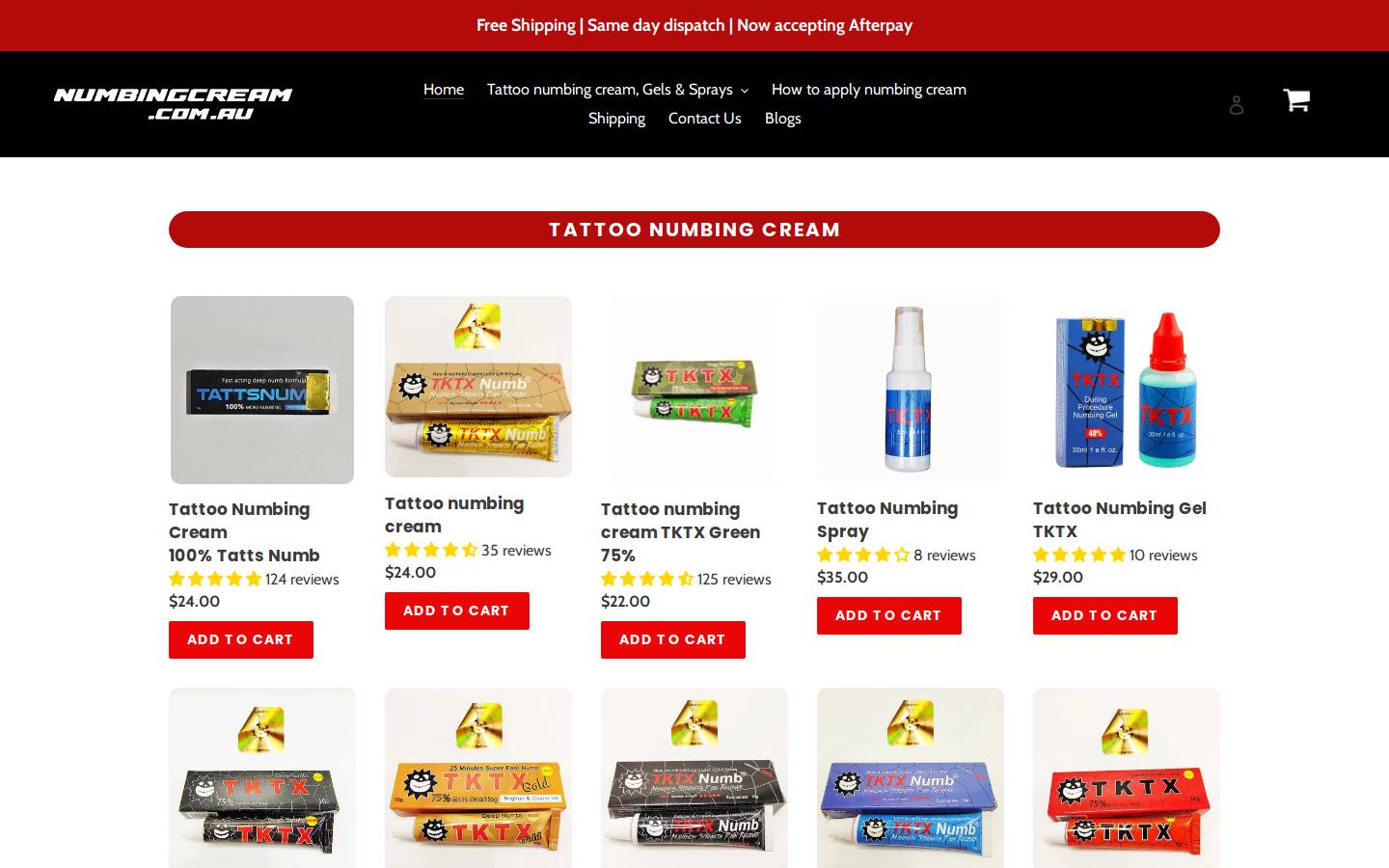 Numbingcream homepage screenshot