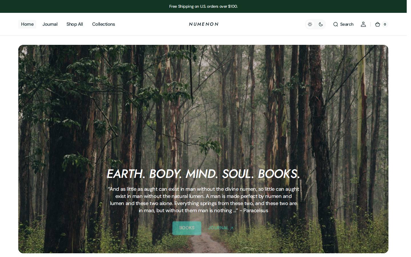 numenonbooks.com homepage screenshot