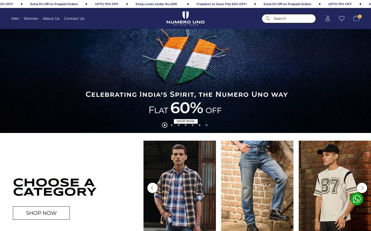 numerounojeanswear.com homepage screenshot