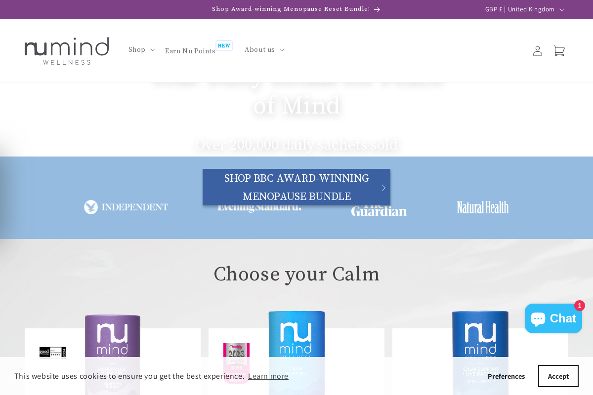 Nu Mind Wellness homepage screenshot