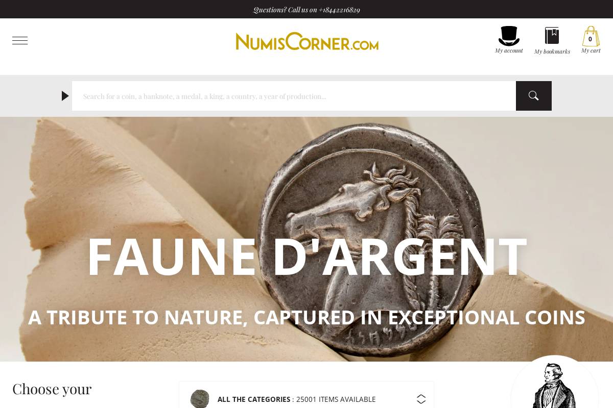 NumisCorner homepage screenshot