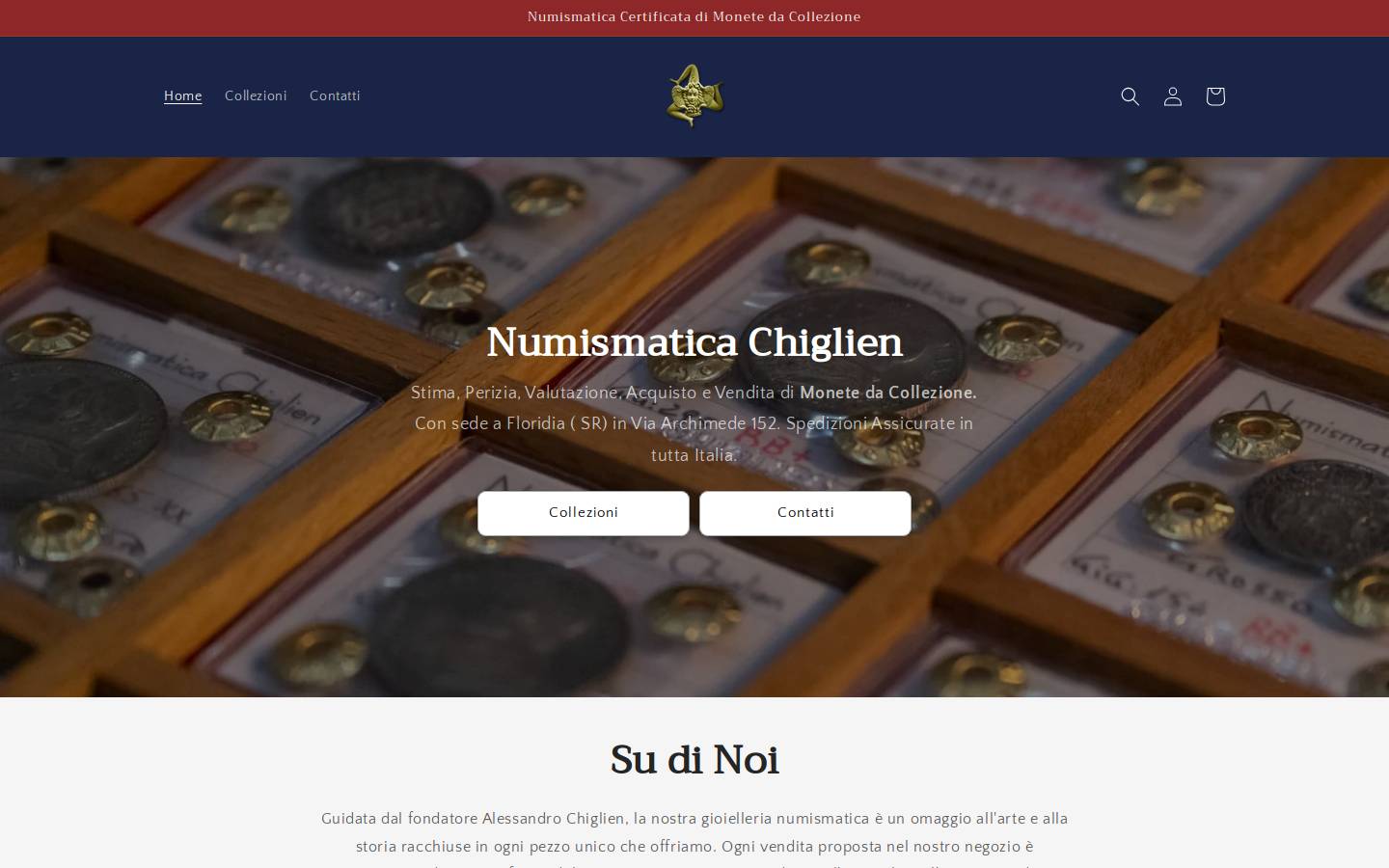 numismaticachiglien.com homepage screenshot