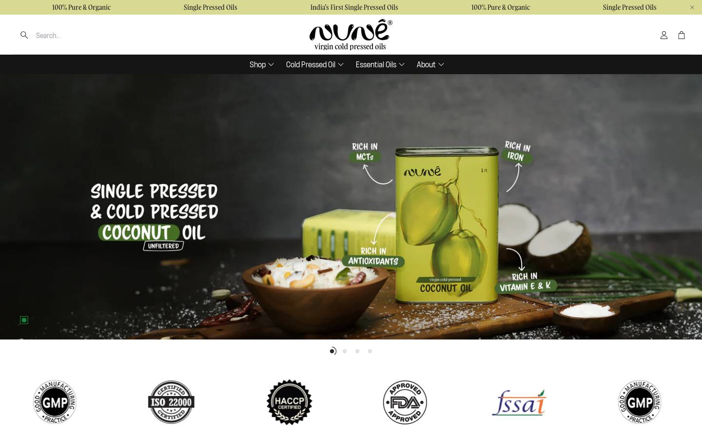 nuneoils.com homepage screenshot