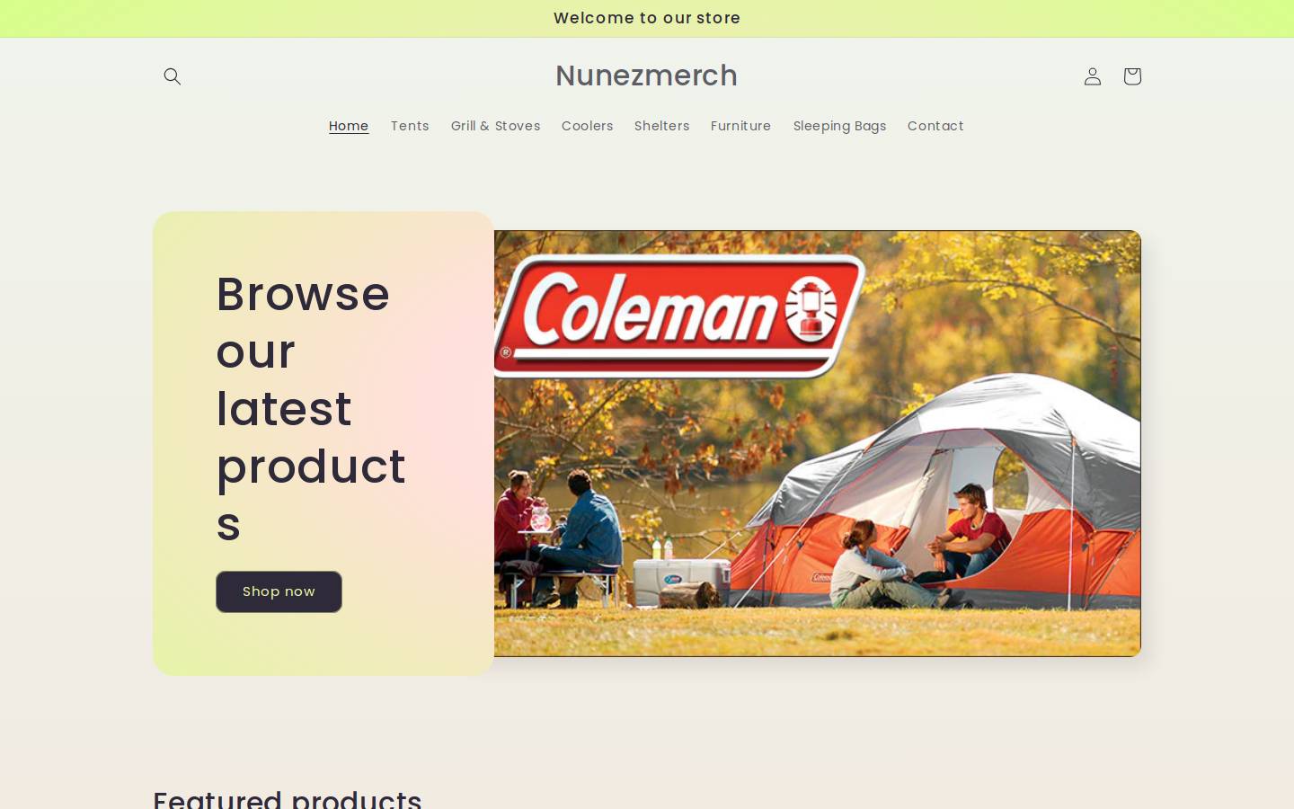 nunezmerch.com homepage screenshot