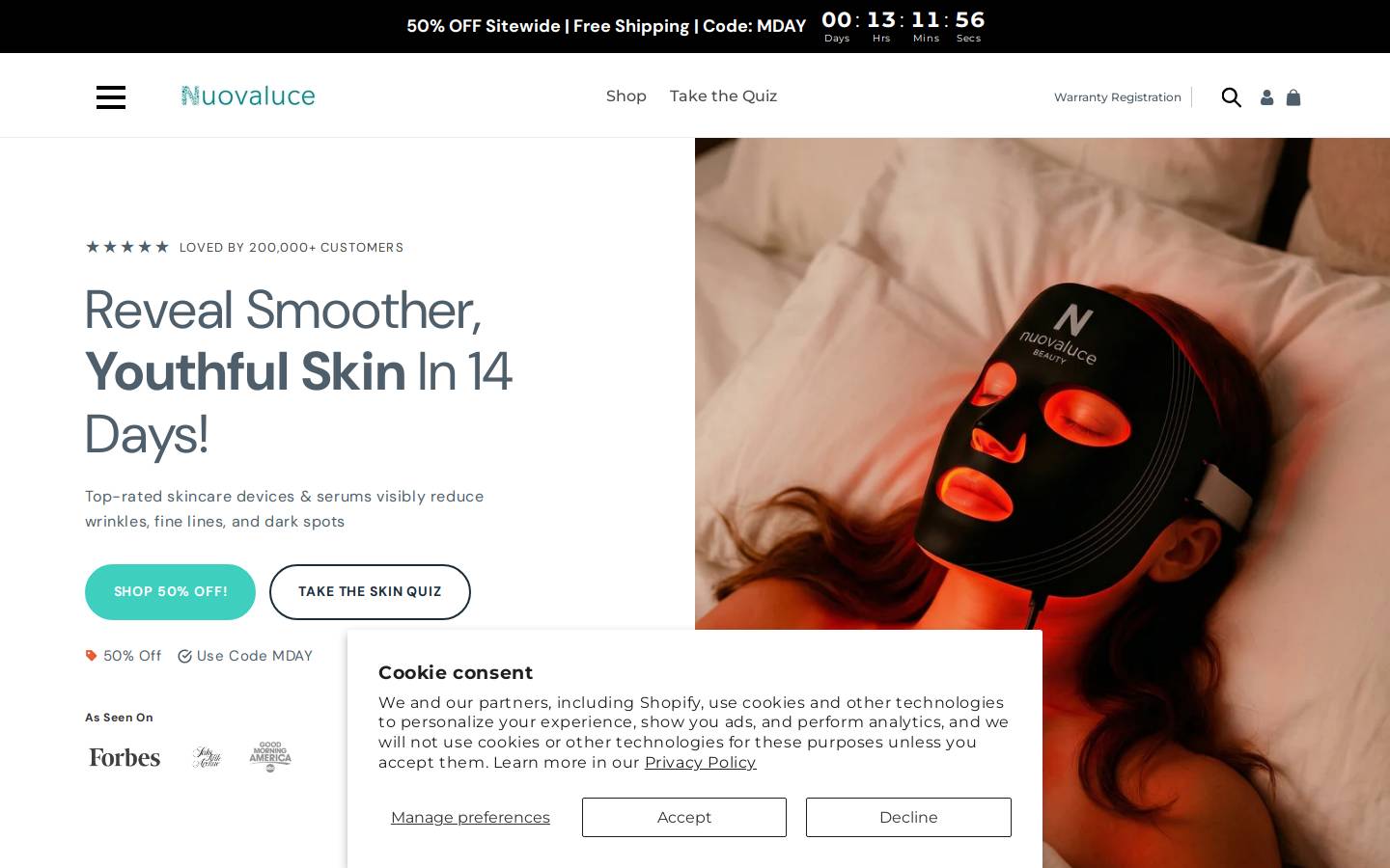 Nuovalucebeauty homepage screenshot