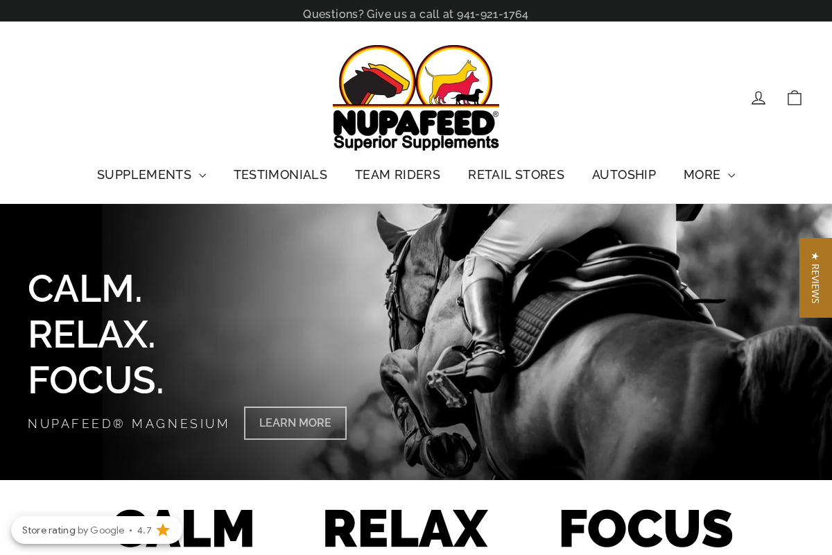 Nupafeed® USA homepage screenshot