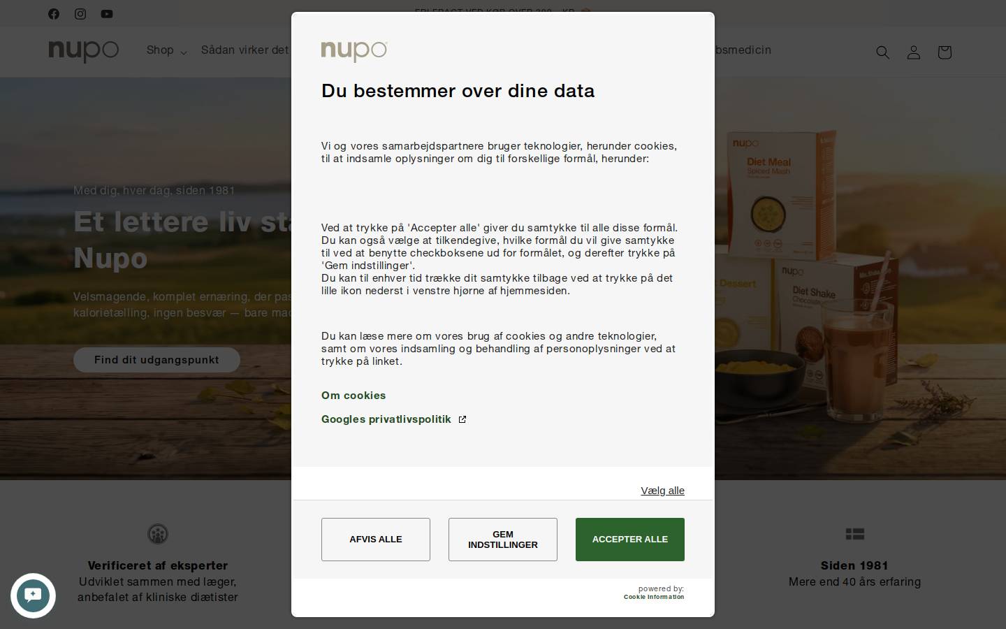 Nupo homepage screenshot