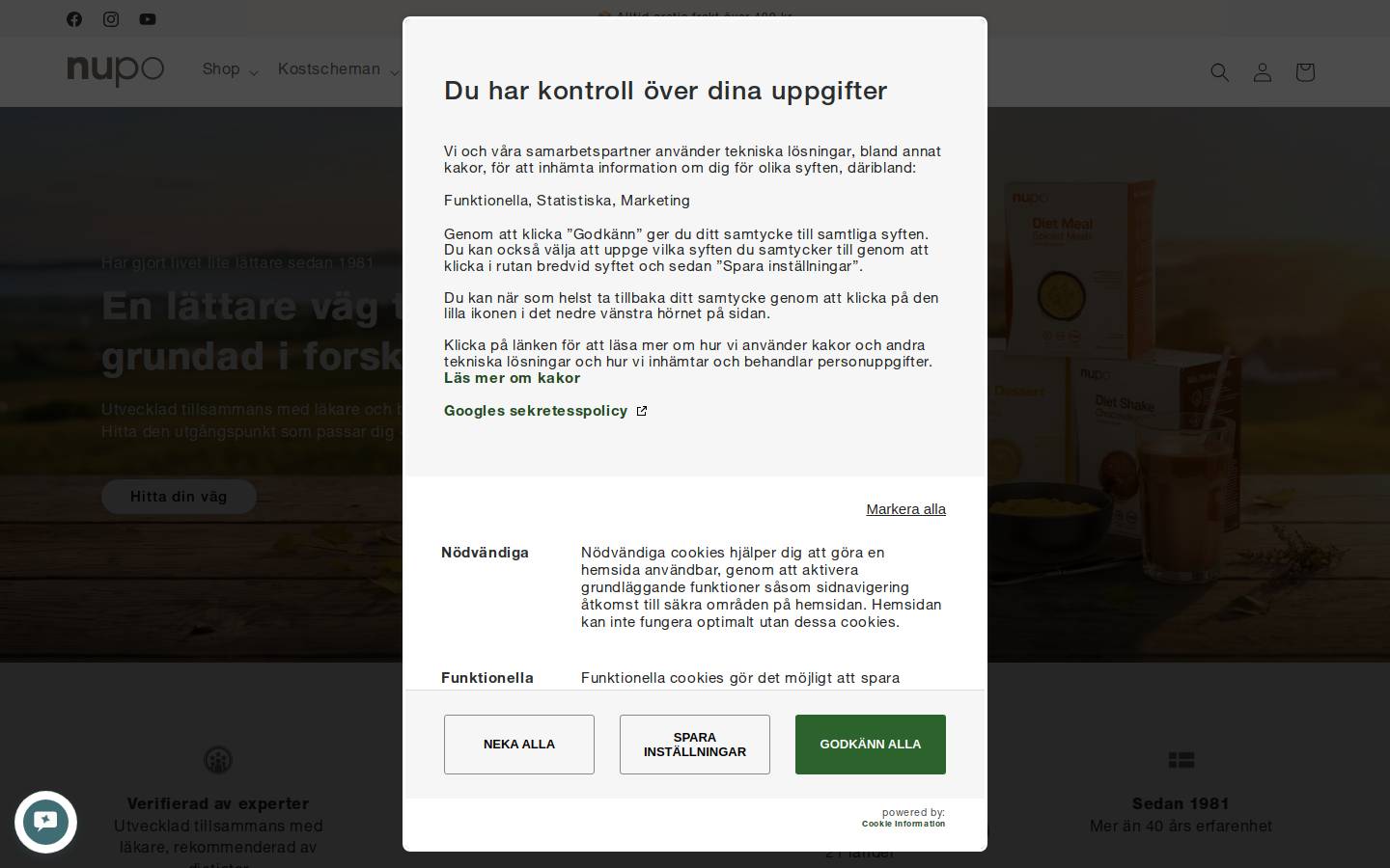 Nupo homepage screenshot