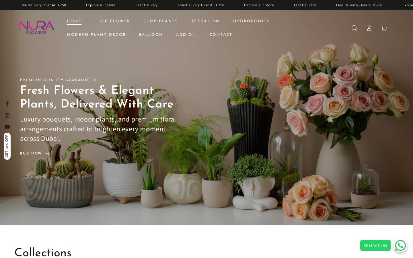 nuraflowers.com homepage screenshot