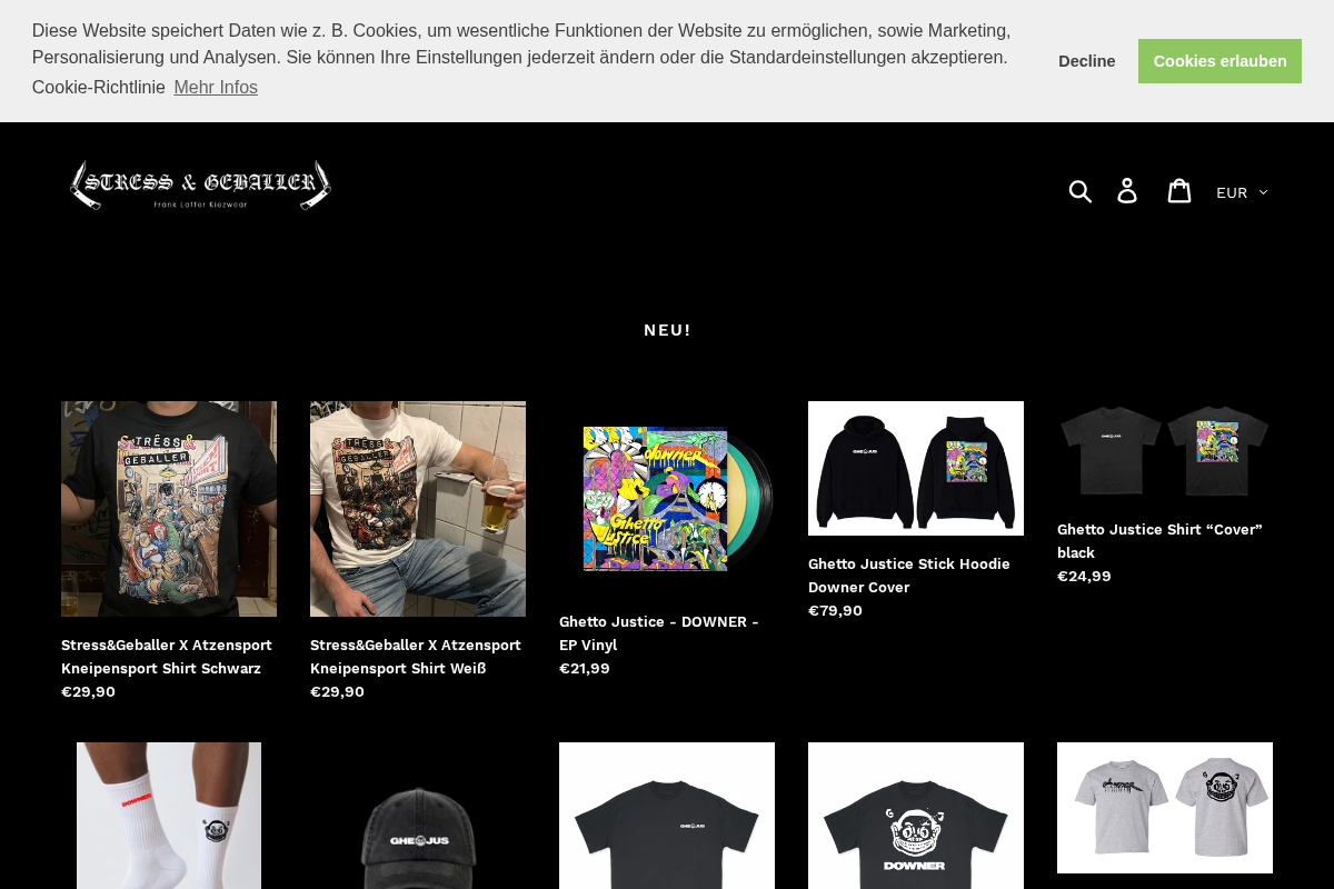 Stress & Geballer Kiezwear homepage screenshot