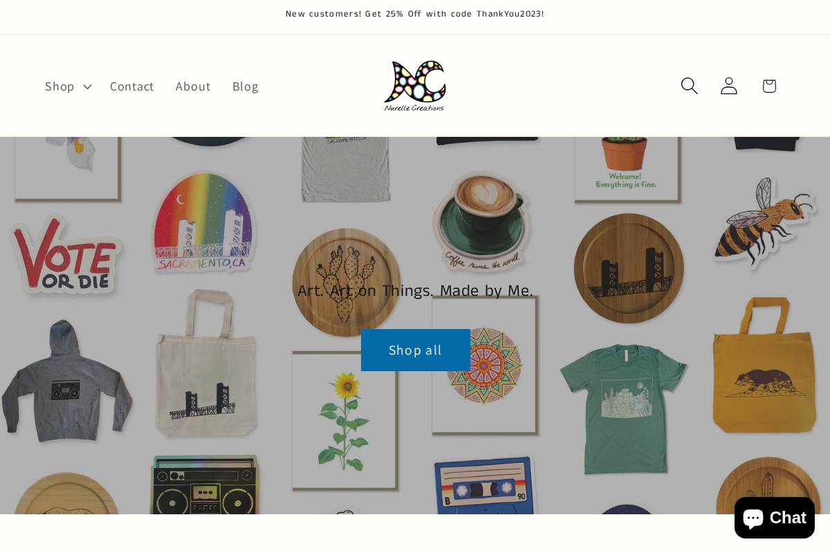 nurellecreations.com homepage screenshot