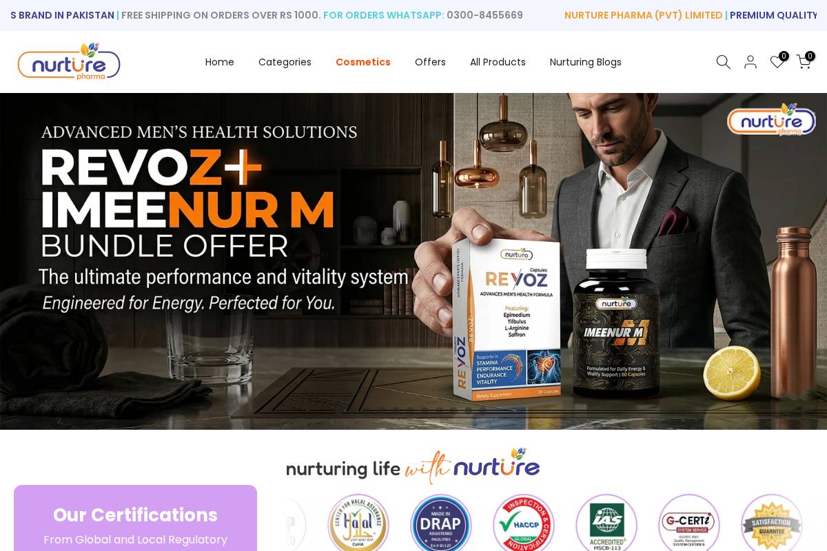 nurturepharma.pk homepage screenshot