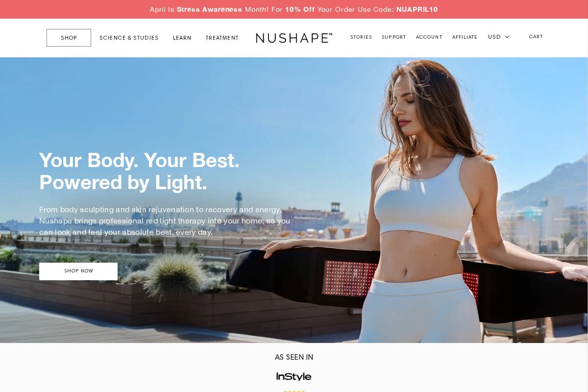 Nushape homepage screenshot
