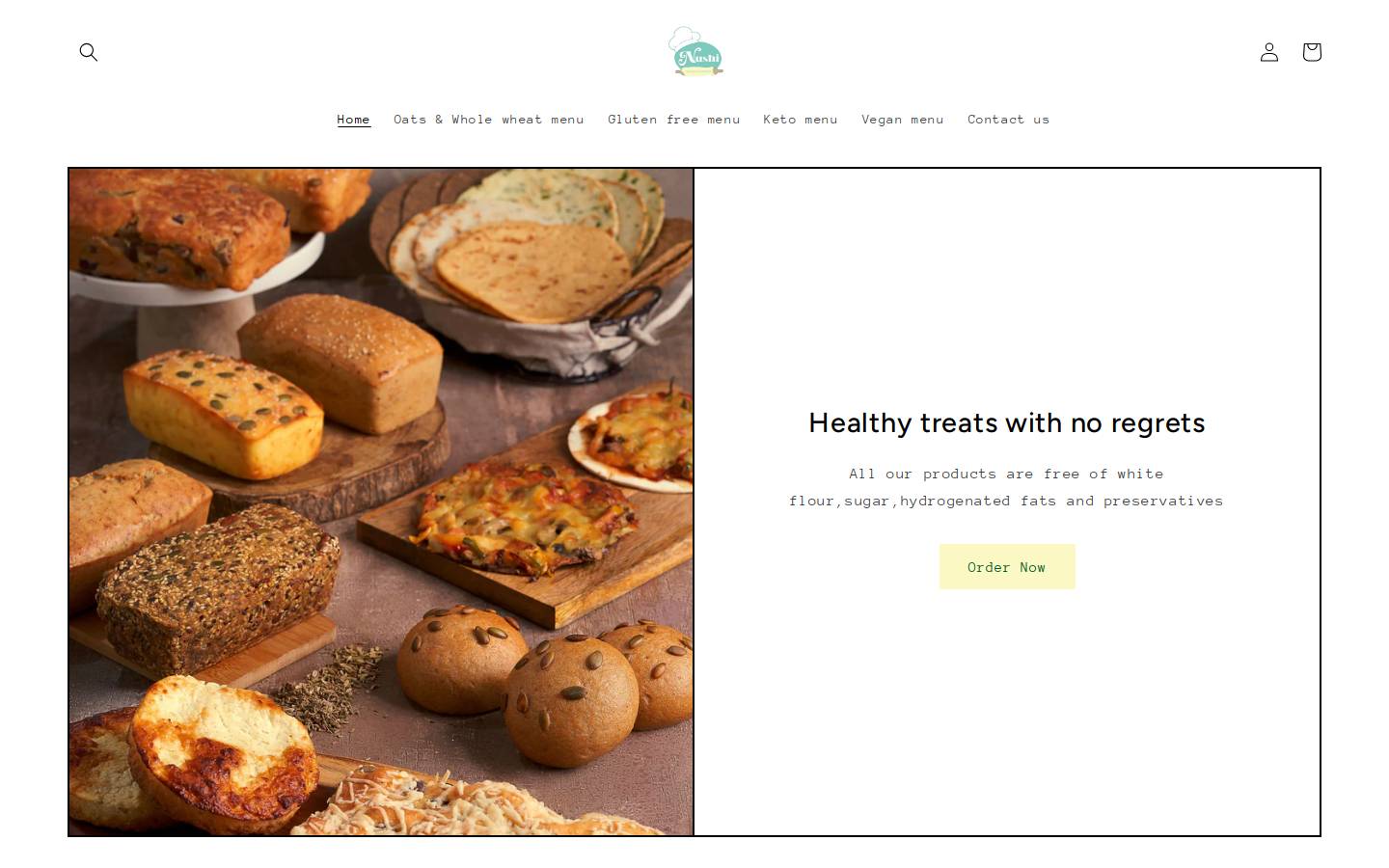 nushihealthybakery.com homepage screenshot
