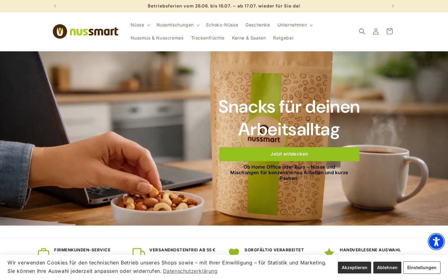 nussmart.de homepage screenshot