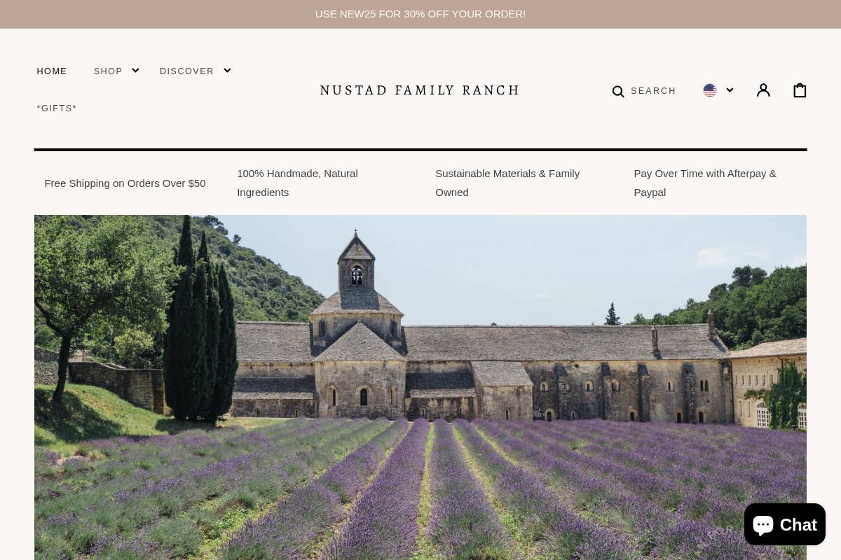 Nustad Family Ranch homepage screenshot