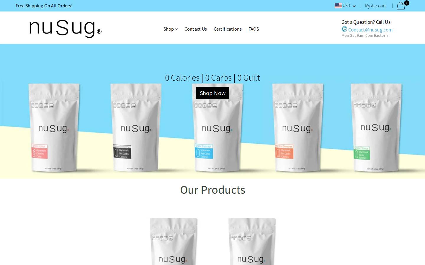 nusug.com homepage screenshot