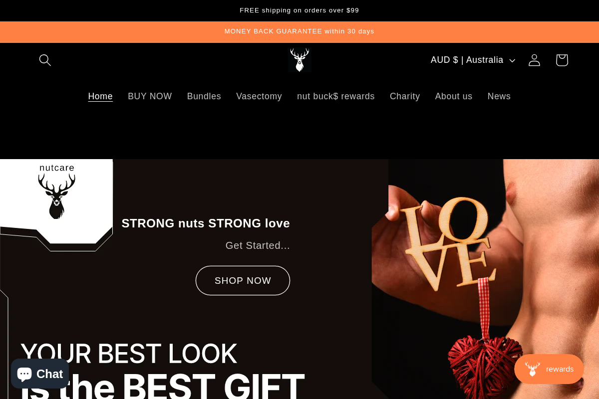 Nutcare homepage screenshot