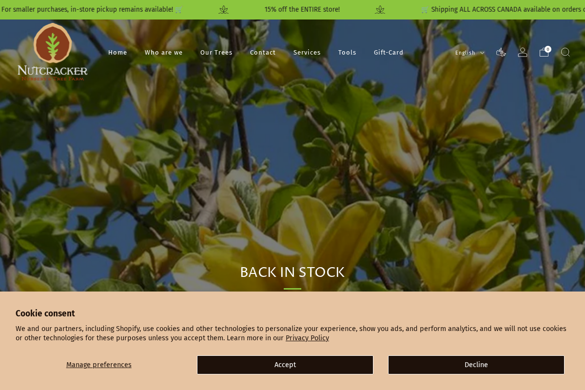 nutcrackernursery.com homepage screenshot