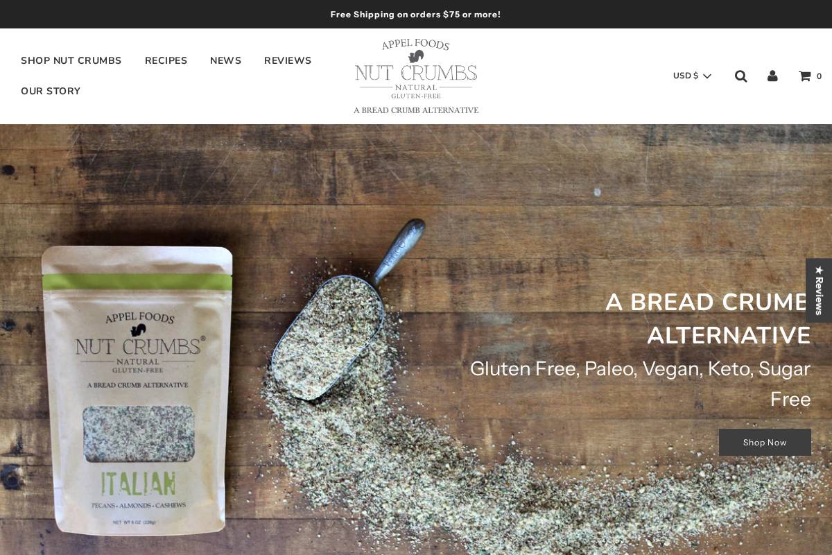 nutcrumbs.com homepage screenshot