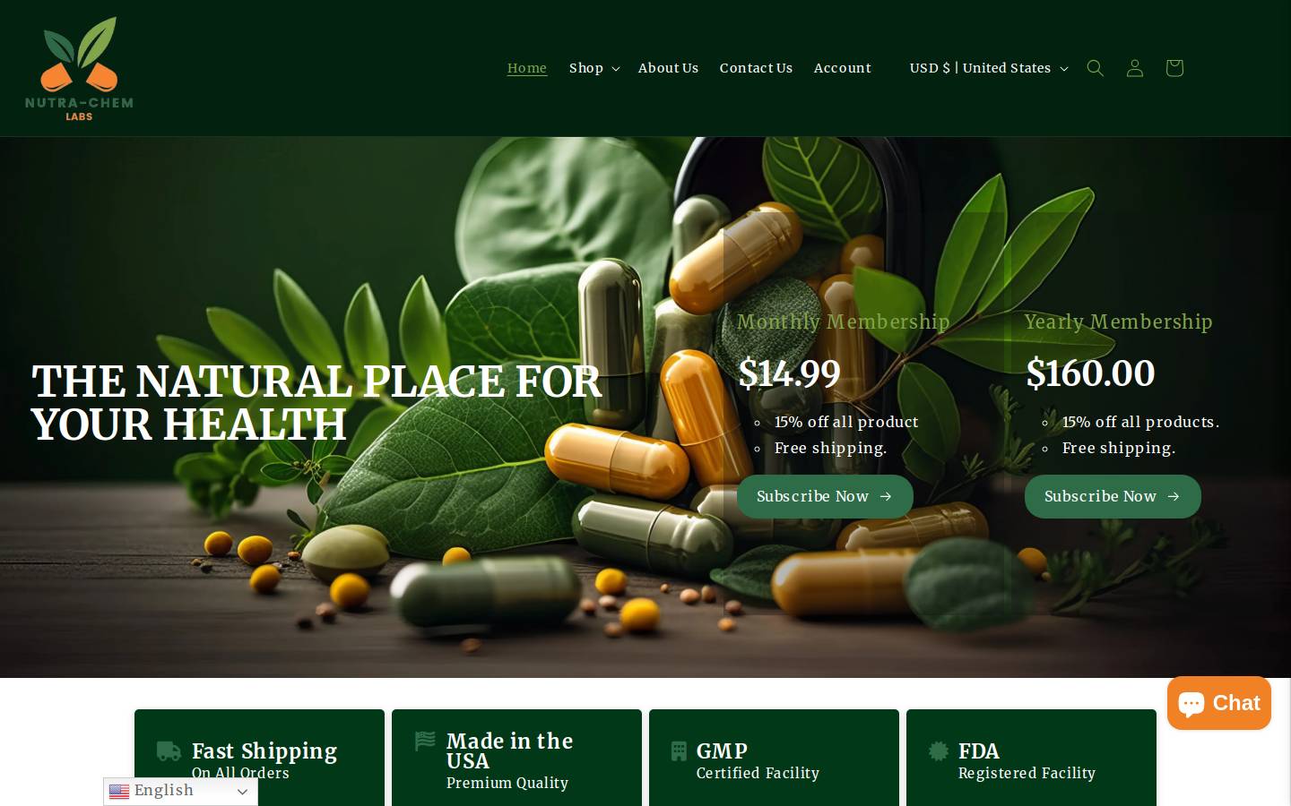 nutra-chemlabs.com homepage screenshot
