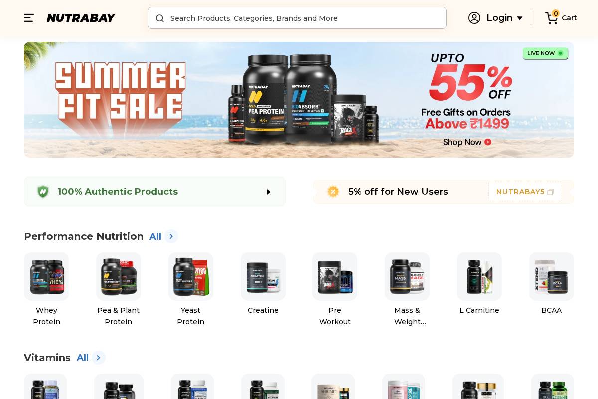 Nutrabay.com homepage screenshot