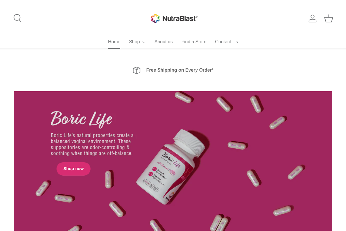 Nutrablast homepage screenshot