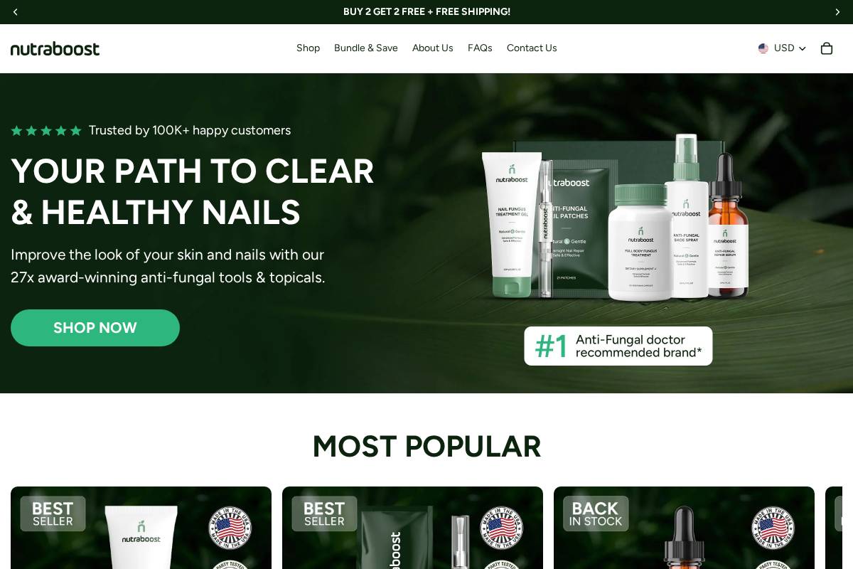NutraBoost homepage screenshot