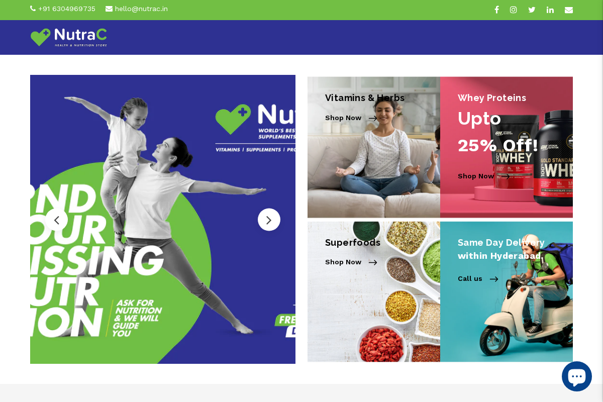 nutrac.in homepage screenshot