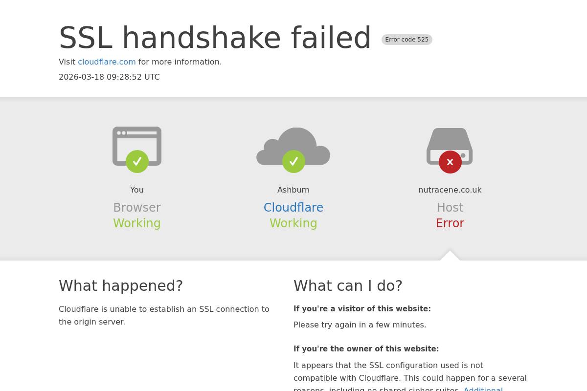 Nutracene homepage screenshot