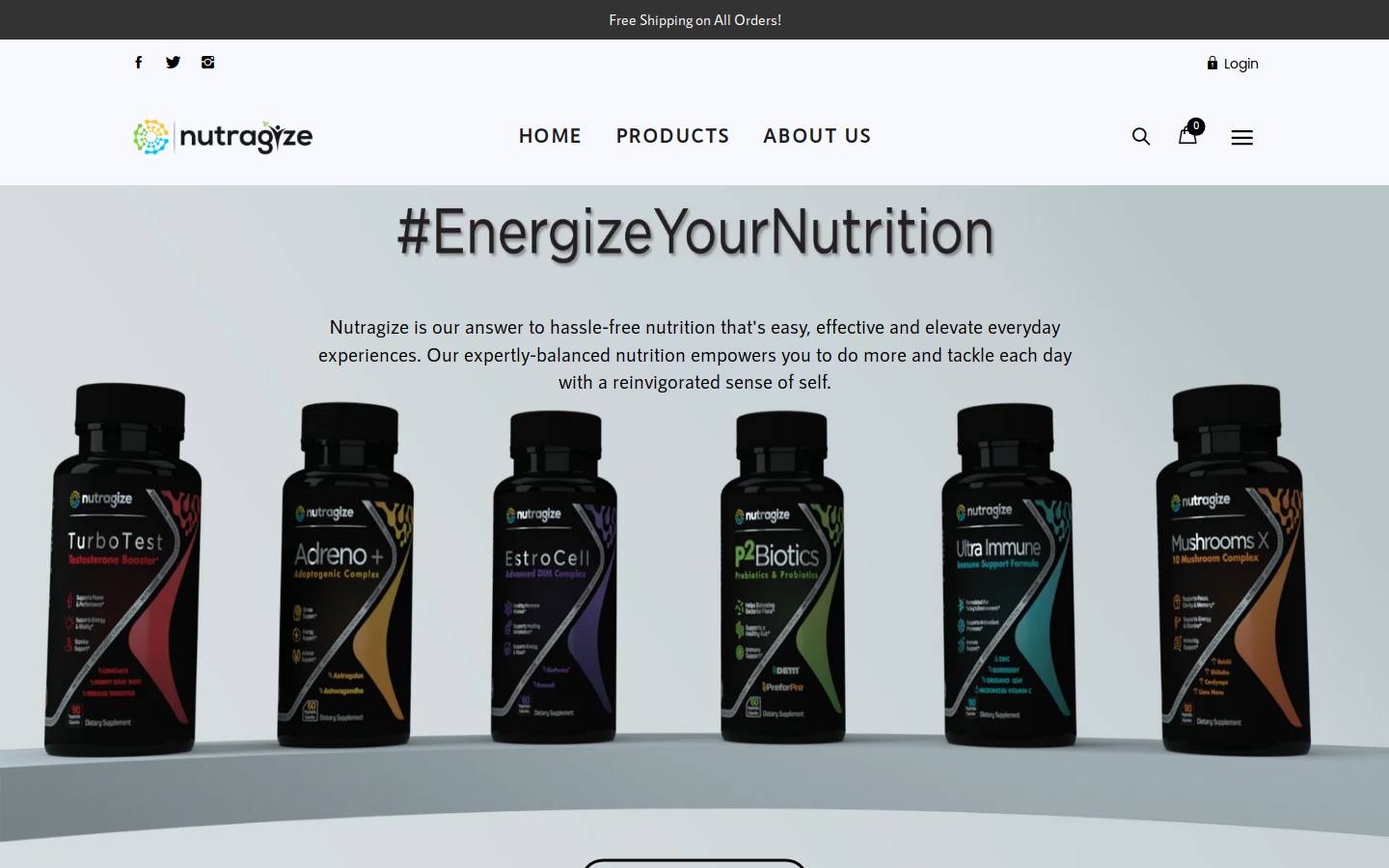 nutragize.com homepage screenshot