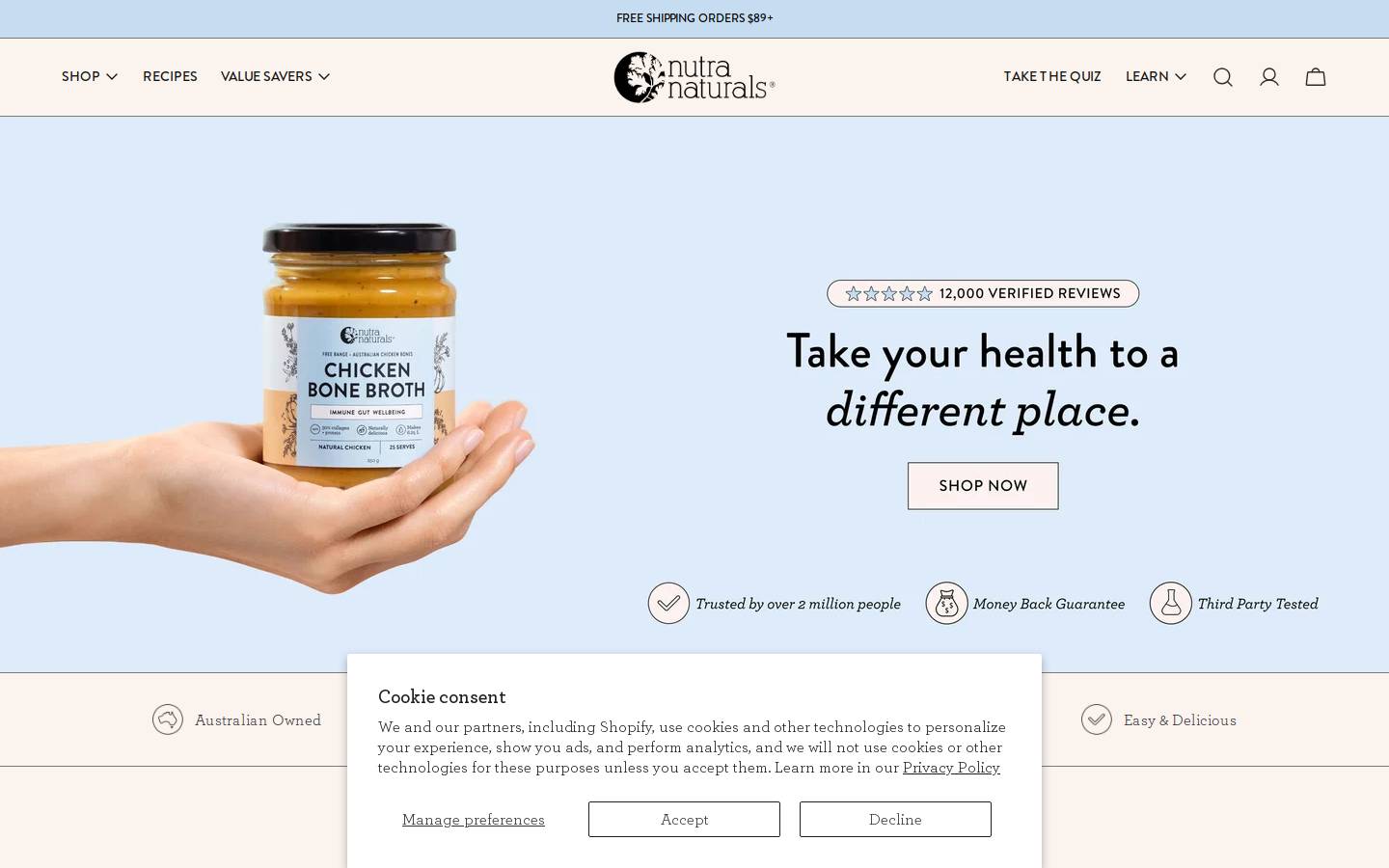nutranaturals.com homepage screenshot