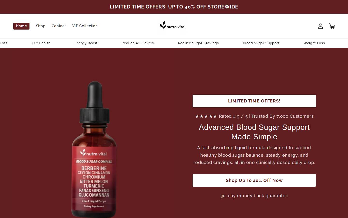 nutravitalshop.com homepage screenshot
