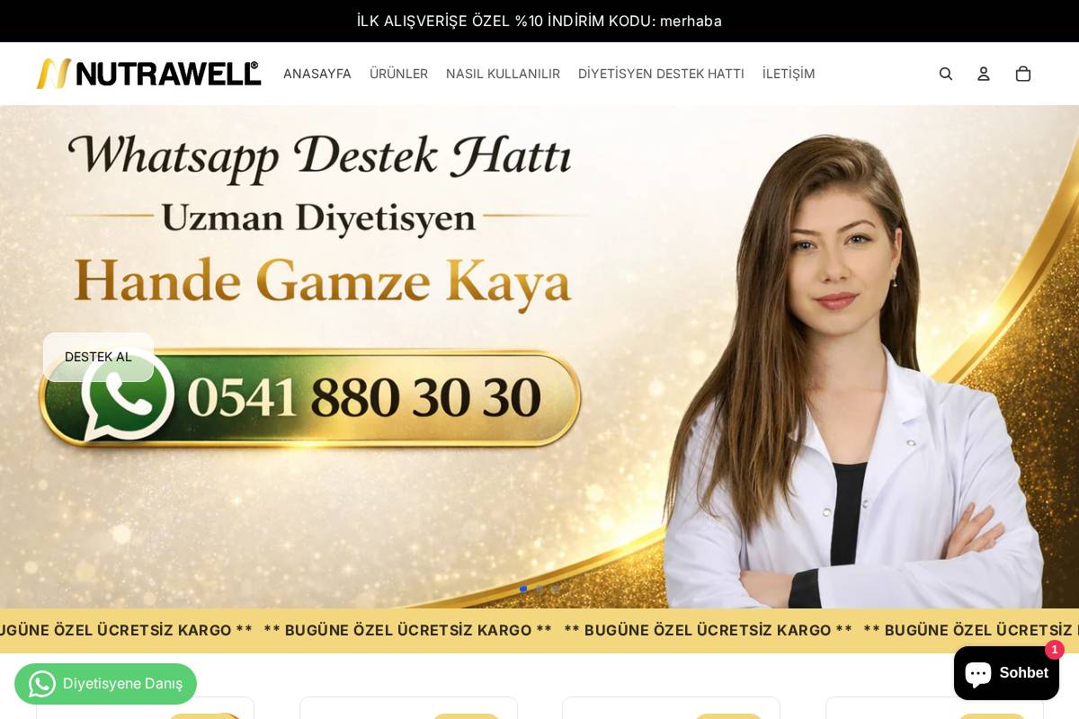 nutrawell.com.tr homepage screenshot