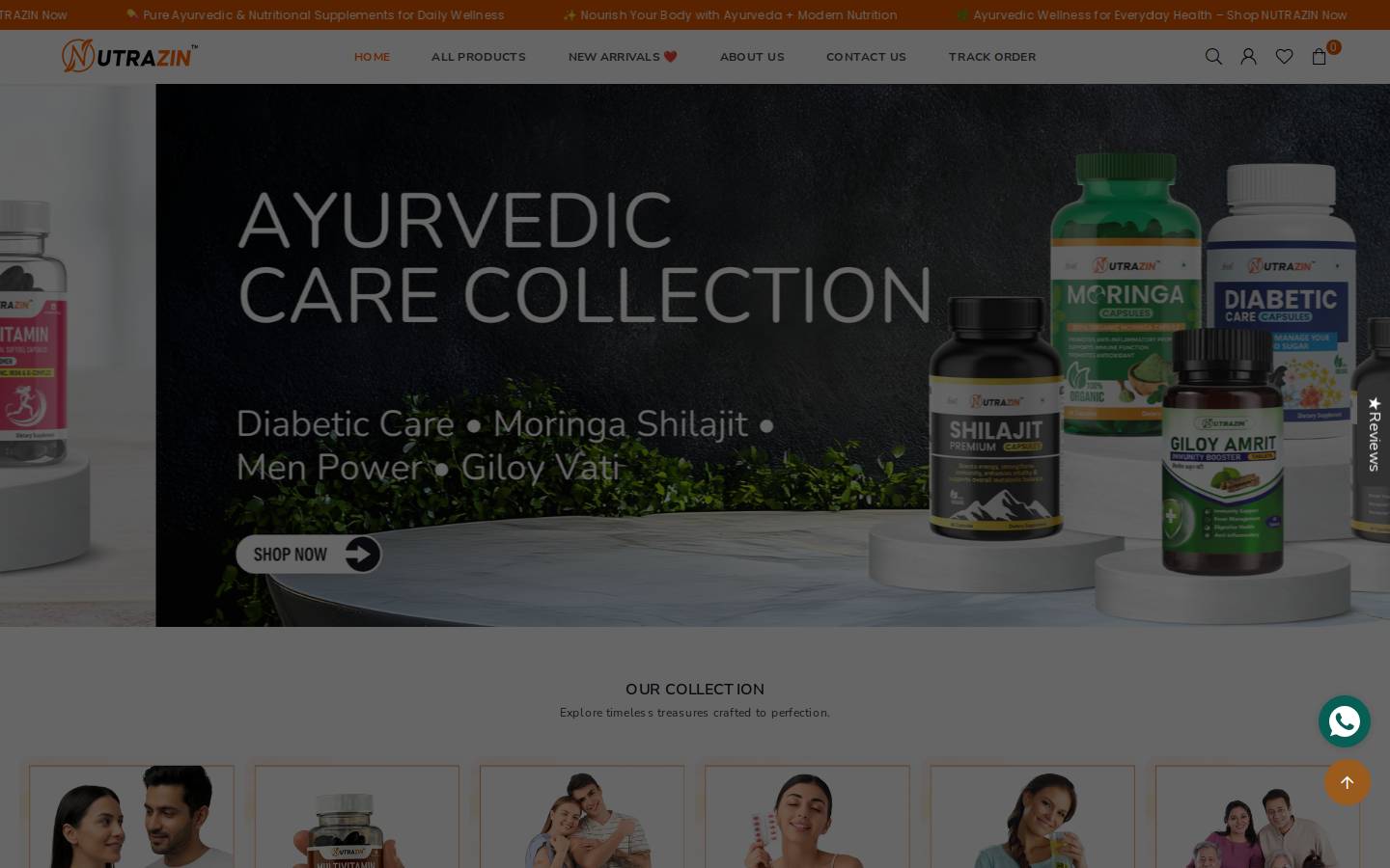 nutrazin.com homepage screenshot