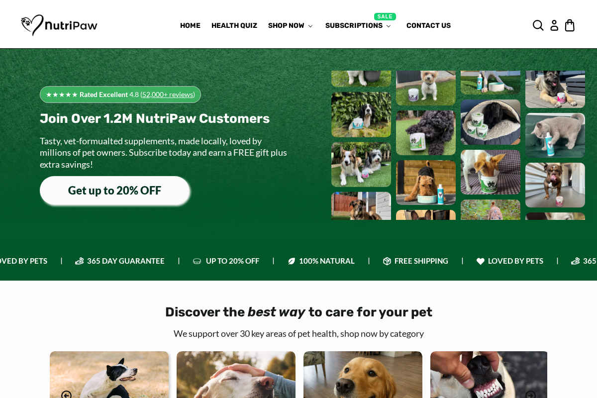 NutriPaw homepage screenshot